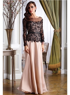 Attractive Sequins A Line Jewel Neckline Floor Length Long Sleeves Mother Dress