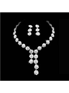 Elegant Clear Crystals Wedding Bridal Jewelry Set Including Necklace Earring Fp4168