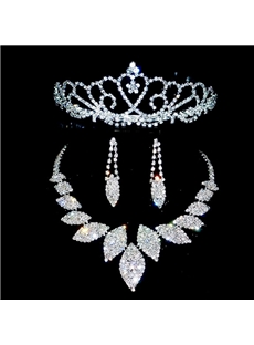 New Stylish Crystal Wedding Bridal Tiaras Jewelry Sets Including Necklace Earring