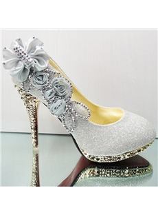 Chic Platform Stiletto Heels Flower Wedding Shoes
