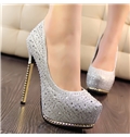 Chic Platform Stiletto Beading Candy Color Wedding Shoes