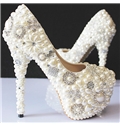 Chic Diamond Pearls High Heel Wedding Shoes