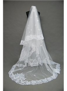 Attractive Floral Edge Wedding Bridal Veil