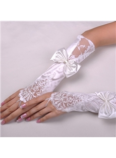 Glorious Finger Less Lace Bowknot Bridal Gloves