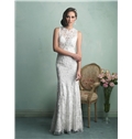 Demure High Neck Lace Trumpet Wedding Dress