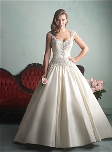 Elegance Ruching Elaborate Cap Sleeves Beading A Line Wedding Dress