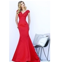 Glamour Mermaid V Neck Lace Up Floor Length Evening Dress