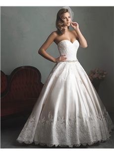 Perfect Elegant Strapless Appliques Crystal Waistband Ball Gown Wedding Dress