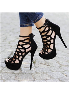 Elegant Fashionable Classy Black Butterfly Cut Out Sandals