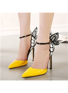 Newest Pointed Toe Stiletto Heel Butterfly Ankle Strap Sandals