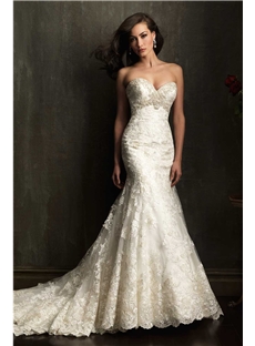 Gorgeous Flaring Mermaid Sweetheart Neckline Appliques Beading Wedding Dress