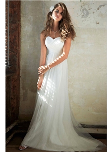 New Arrival Simple A Line Outdoor Wedding Dresses Chiffon Bridal Dresses