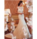 Alluring Tulle Satin Bateau Neckline Natural Waistline Mermaid Wedding Dress