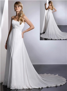 Elegant A Line Outdoor Wedding Dresses Empire Chiffon Bridal Gown