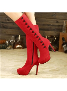 Sexy Platform Knee High Boots With Buttons