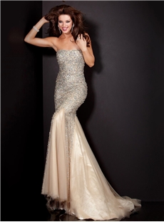 Fabulous Mermaid Sequins Beading Floor Length Court Train Evening Dress