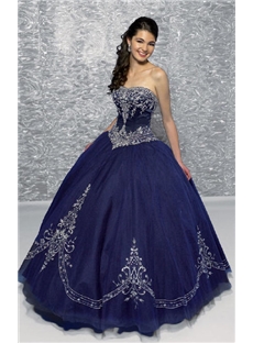 Stylish Exquisite Ball Gown Sleeveless Floor Length Navy Blue Quinceanera Gown Dresses