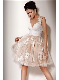 Gorgeous One Shoulder A Line Appliques Knee Length Prom Homecoming Dress