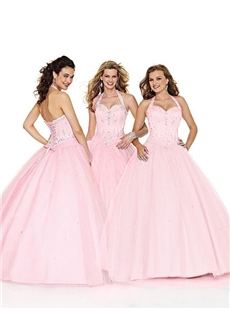 Stylish Unprecedented Luxurious Halter Neckline Floor Length Ball Gown Quinceanera Dresses