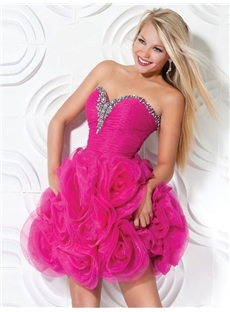 Pretty Sweetheart Flowers Beading Short Sweet 16 Prom Dress