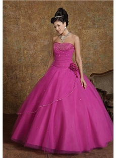 Ball Gown Strapless Tea Length Wedding Dress