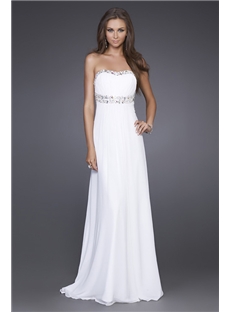 Charming A Line Floor Length Beaded Neckline Strapless Evening Dresses