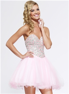 Cute Sweetheart Sequins Beading Short Homecoming Sweet 16 Dress