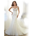 Elegant Mermaid Straps Appliques Beading Wedding Dress