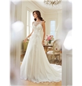 Elegant A Line Bateau Appliques Beading Backless Wedding Dress