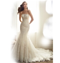 Charming Mermaid Strapless Beading Lace Wedding Dress