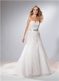 Charming A Line Strapless Cathedral Train Bowknot Wedding Dress