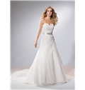 Charming A Line Strapless Cathedral Train Bowknot Wedding Dress