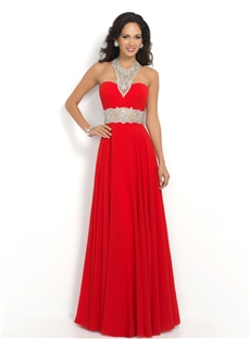 Modern Halter Beading Backless A Line Floor Length Evening Dress