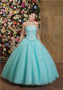 Fancy Ball Gown Floor Length Strapless Quinceanera Dresses