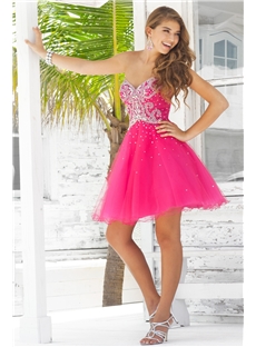 Chic A Line Sweetheart Beading Short Prom Homecoming Dress