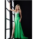 Sexy Criss Cross Straps Beading A Line Split Front Court Train Evening Pageant Dress