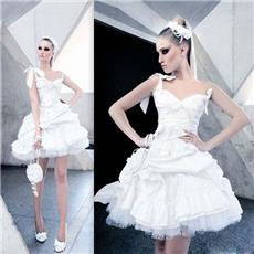 Charming One Shoulder A Line Princess Sleeveless Short Mini Length Wedding Dresses