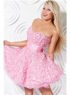Brilliant A Line Sweetheart Mini Short Length Flowers Empire Waistline Prom Dresses
