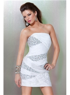 Chic Sheath Column Beading Strapless Mini Length Cocktail Party Dress