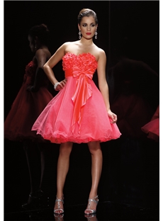 Pretty Strapless A Line Strapless Flowers Bowknot Knee Length Sweet 16 Dress