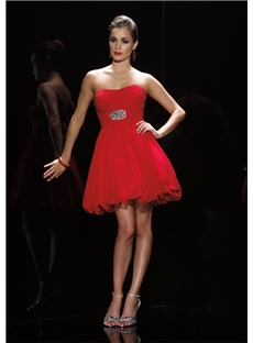 Gorgeous A Line Beading Strapless Short Homecoming Dress