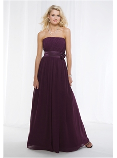 Attractive Flower Empire Waist Floor Length Strapless Bridesmaid Dress