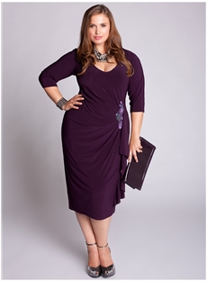 Delicated Crystal Floral Pin Sheath Knee Length 3 4 Sleeves Mother Of The Bride Dress