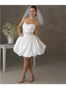 Fabulous A Line Sweetheart Short Mini Length Wedding Dress With Detachable Train