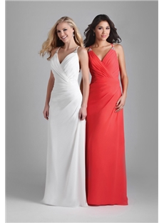 Elegant Sheath Pleats Spaghetti Straps V Neck Floor Length Event Evening Dresses