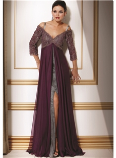 Marvelous Lace Sequins A Line Off The Shoulder 3 4 Sleeves Floor Length Mother Of The Bride Dresses