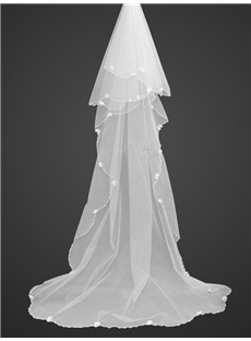 Beautiful Roman Style Cathedral Wedding Veils With Bead Edge