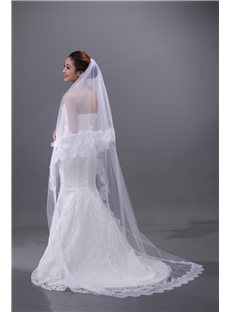 Luxurious Lace Embellishments Cathedral Length Wedding Brail Veil