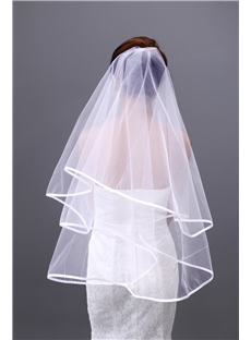 Elegant Elbow Bridal Veil With Satin Edge