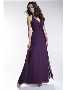 Fashionable Crystal Sheath Column Halter Floor Length Bridesmaid Dresses
